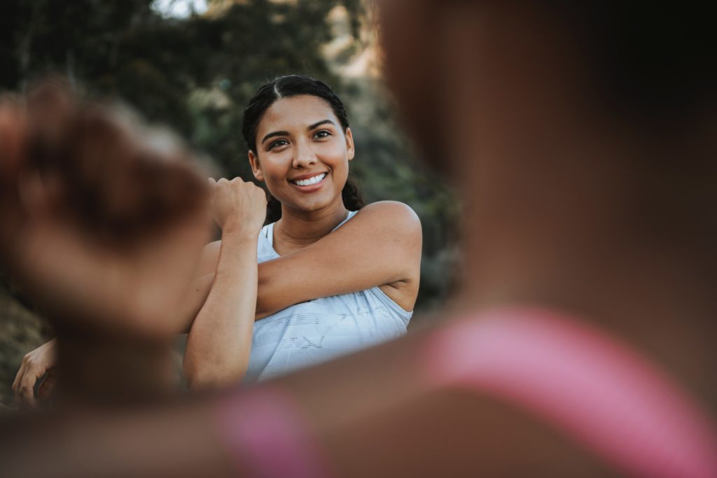 Heallthy Woman smiling and stretching