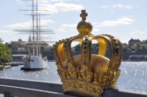 Stockholm Crown bridge with boat in background