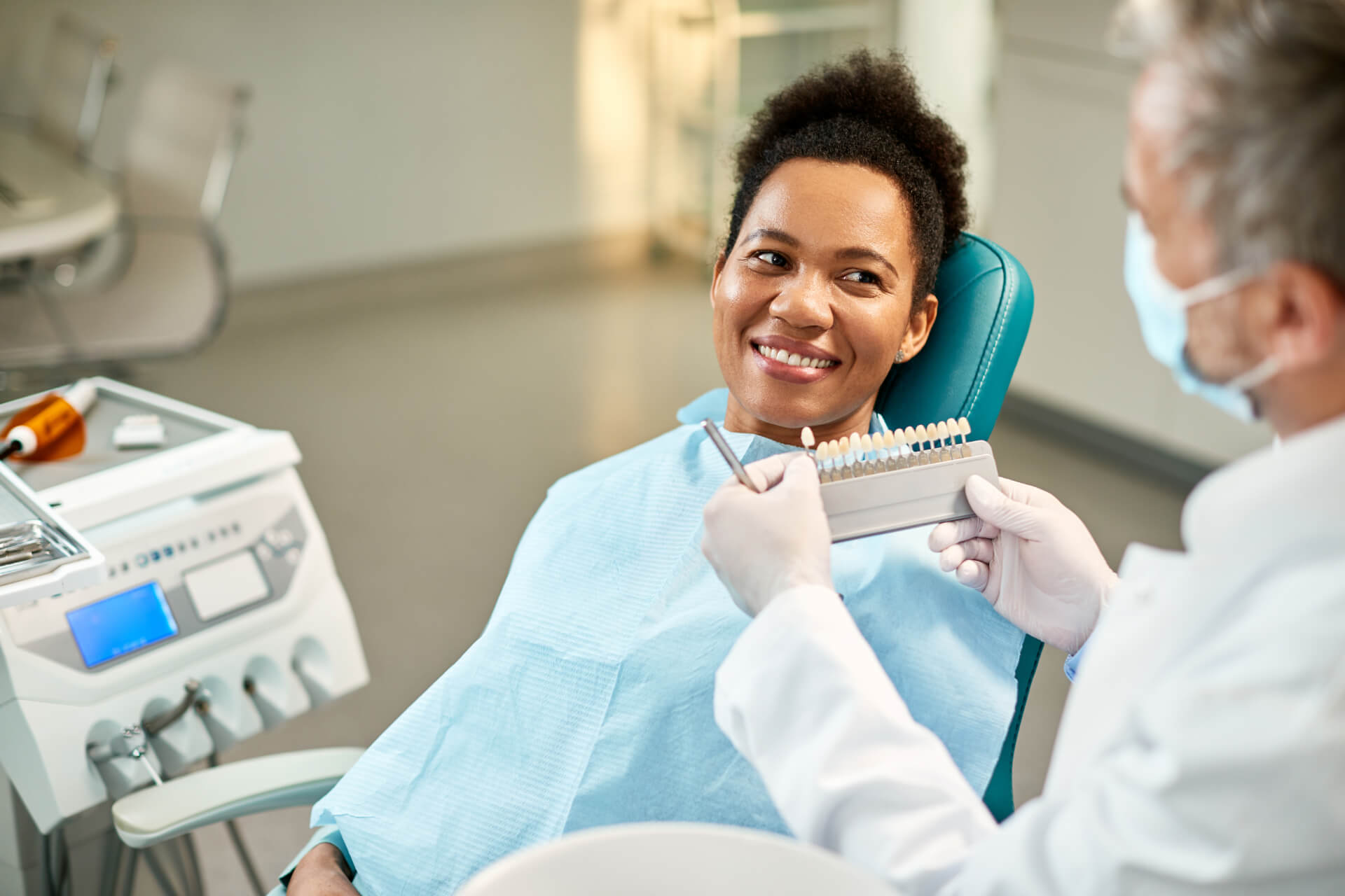 A woman discovering the benefits of veneers