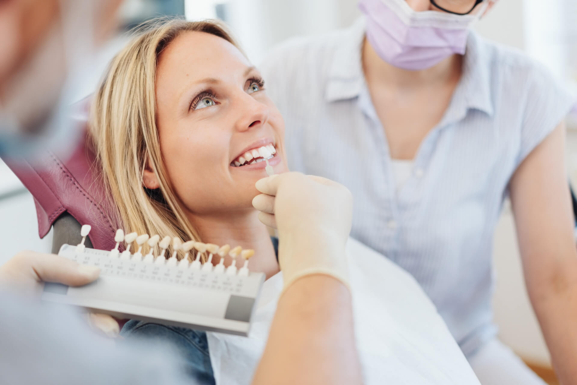 A woman trying out veneers